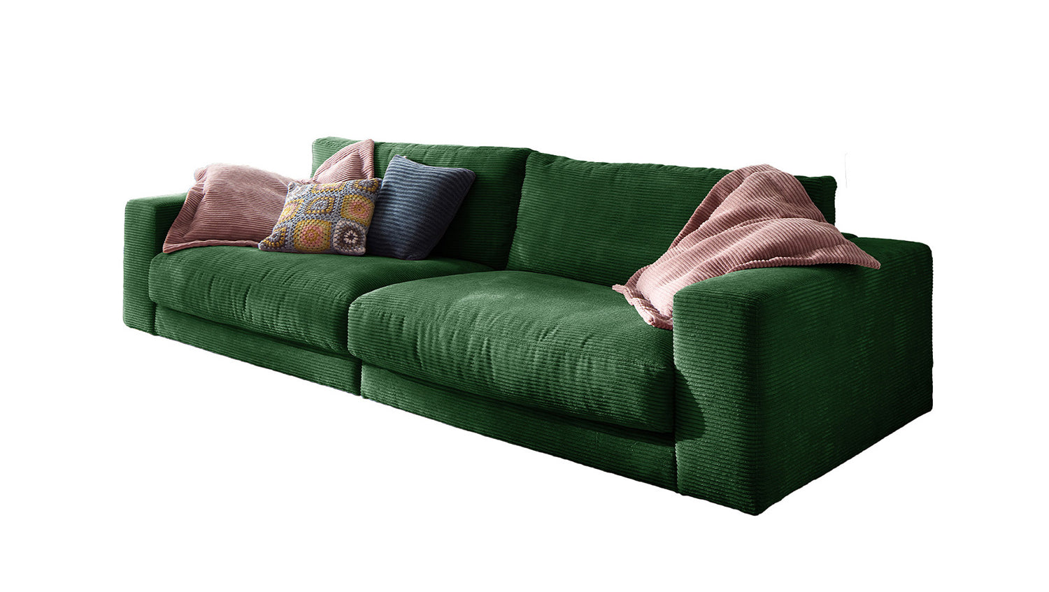B-Ware KAWOLA Sofa MADELINE 3-Sitzer Cord smaragd