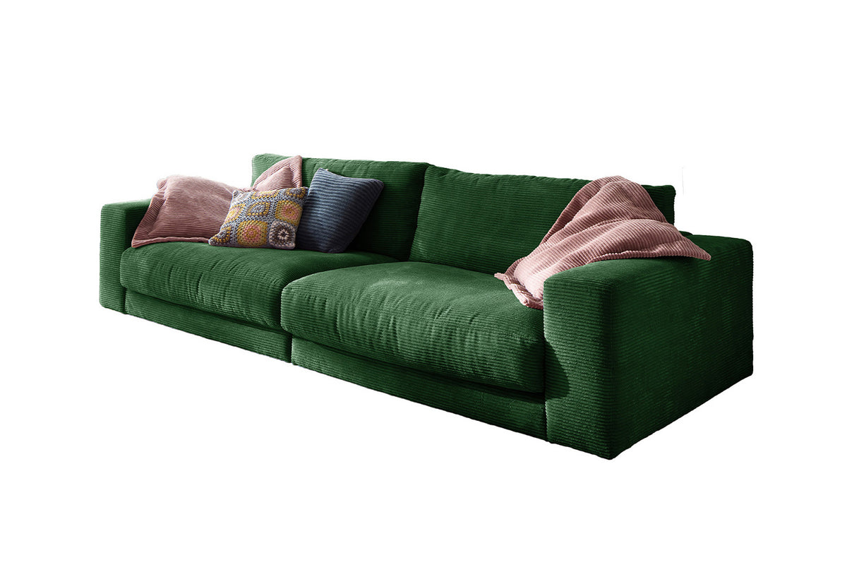 B-Ware KAWOLA Sofa MADELINE 3-Sitzer Cord smaragd