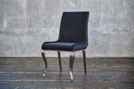 B-Ware KAWOLA Stuhl ALESSIA Esszimmerstuhl Barock Velvet schwarz