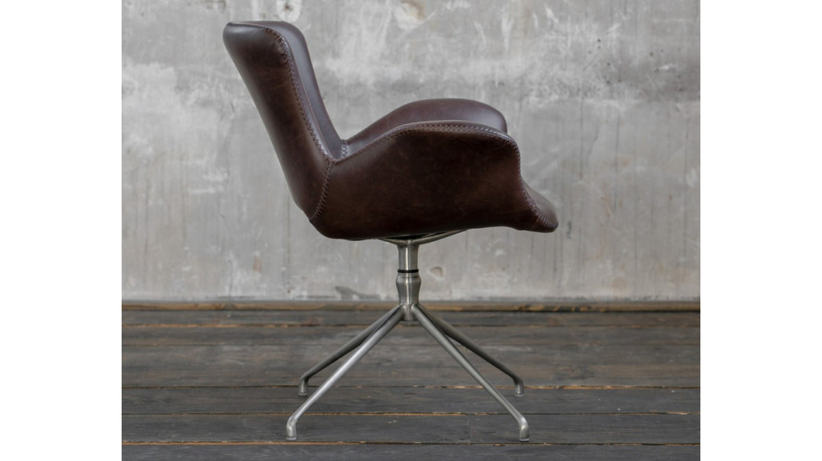 B-Ware KAWOLA Stuhl KANO Esszimmerstuhl Drehstuhl Kunstleder braun coffee