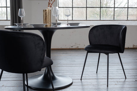 B-Ware KAWOLA Stuhl LENA Esszimmerstuhl Velvet schwarz
