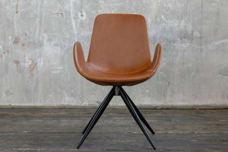 B-Ware KAWOLA Stuhl QUEN Drehstuhl Kunstleder braun