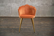B-Ware KAWOLA Stuhl SALLY Esszimmerstuhl Velvet orange Fuß gold