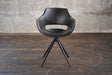 B-Ware KAWOLA Stuhl ZAJA Esszimmerstuhl Kunstleder drehbar Vintage schwarz