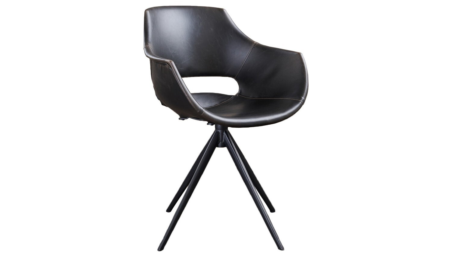 B-Ware KAWOLA Stuhl ZAJA Esszimmerstuhl Kunstleder drehbar Vintage schwarz