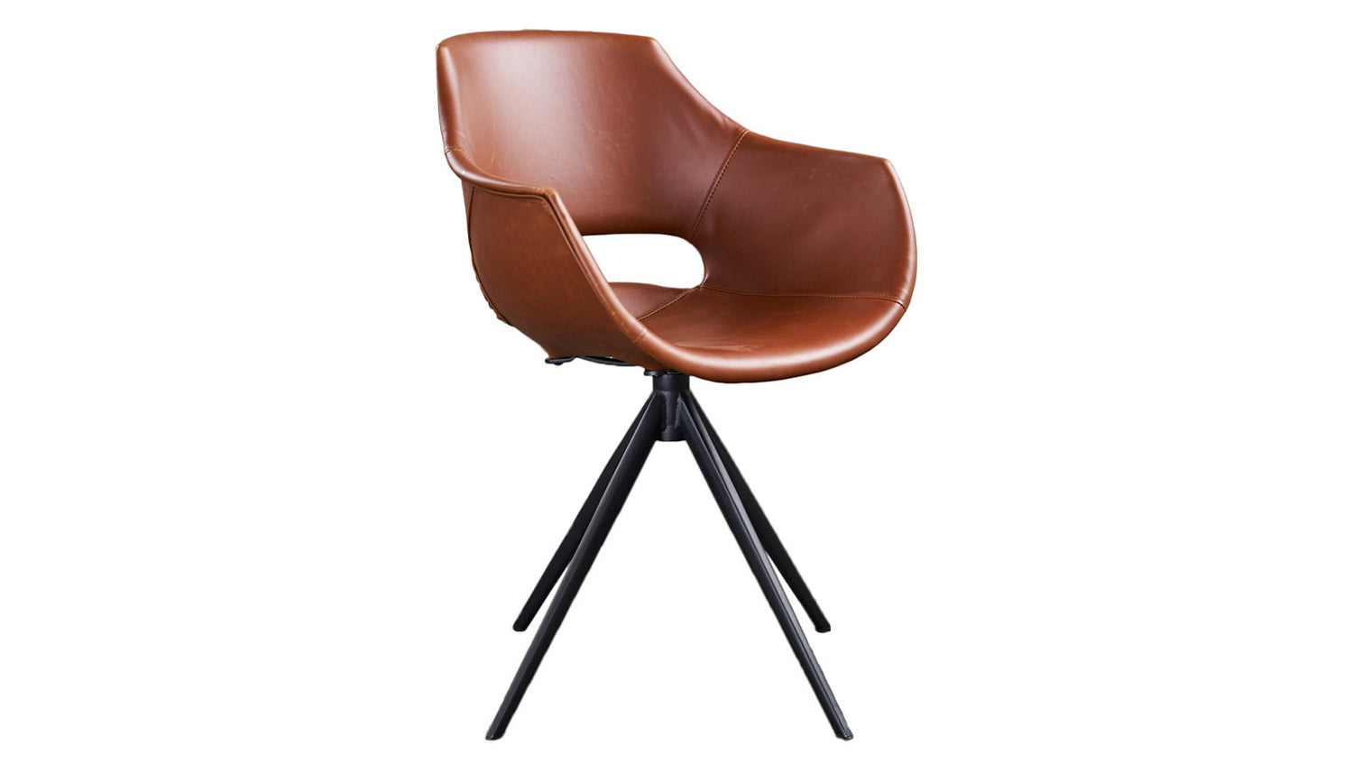 B-Ware KAWOLA Stuhl ZAJA Esszimmerstuhl Kunstleder drehbar Vintage cognac