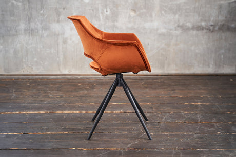 B-Ware KAWOLA Stuhl ZAJA Esszimmerstuhl Velvet drehbar cognac