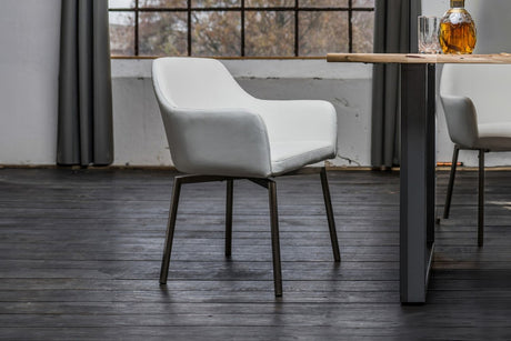 KAWOLA B-Ware Stuhl Loui Sessel Kunstleder Esszimmerstuhl weiß