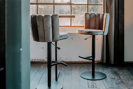 KAWOLA Barhocker JADA Drehstuhl höhenverstellbar Velvet grau