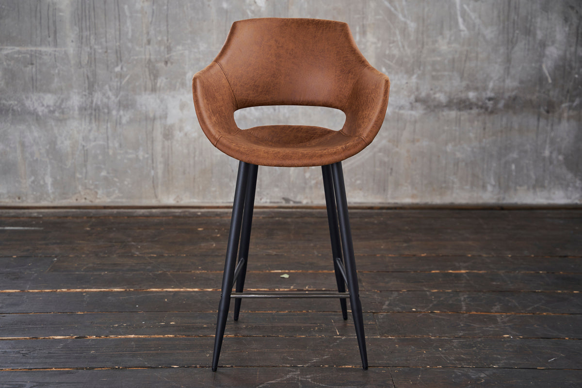 KAWOLA Barhocker ZAJA Barstuhl Sitzhöhe 76 cm Microfaser cognac