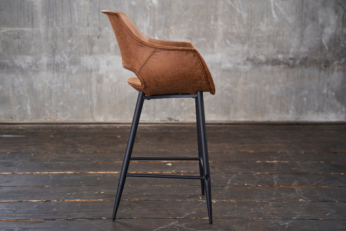 KAWOLA Barhocker ZAJA Barstuhl Sitzhöhe 76 cm Microfaser cognac