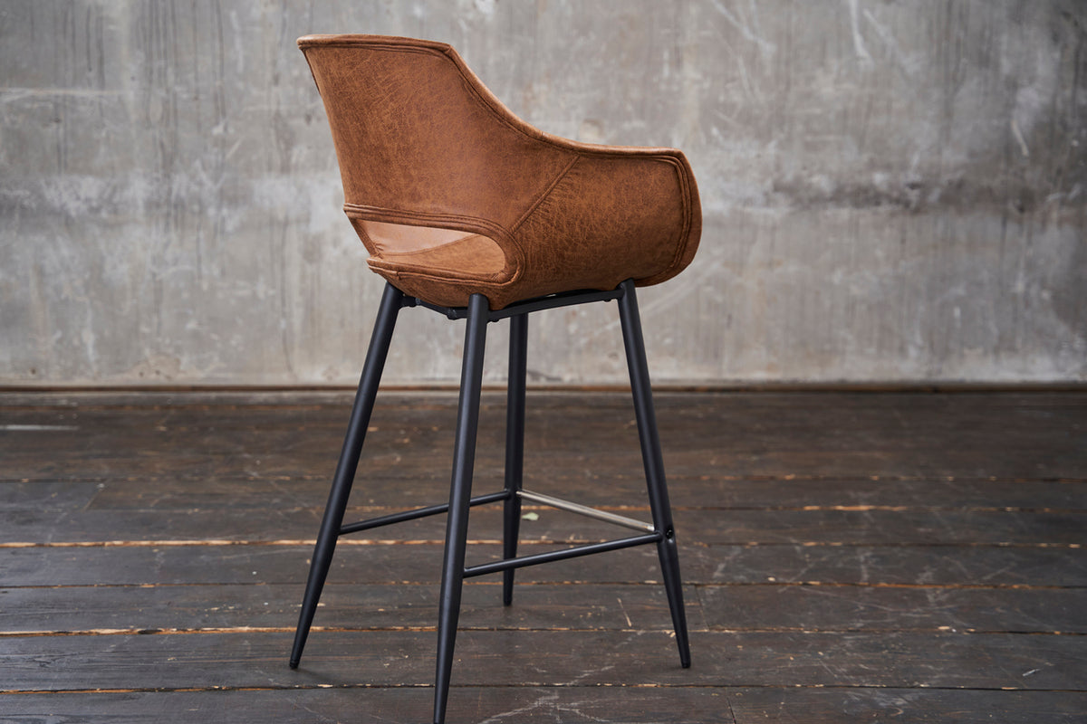 KAWOLA Barhocker ZAJA Barstuhl Sitzhöhe 76 cm Microfaser cognac