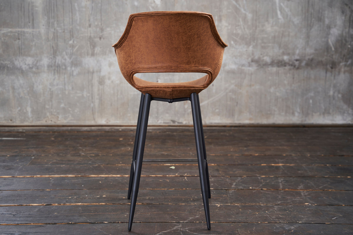 KAWOLA Barhocker ZAJA Barstuhl Sitzhöhe 76 cm Microfaser cognac
