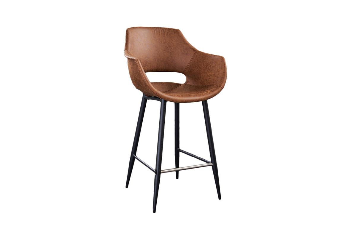 KAWOLA Barhocker ZAJA Barstuhl Sitzhöhe 76 cm Microfaser cognac