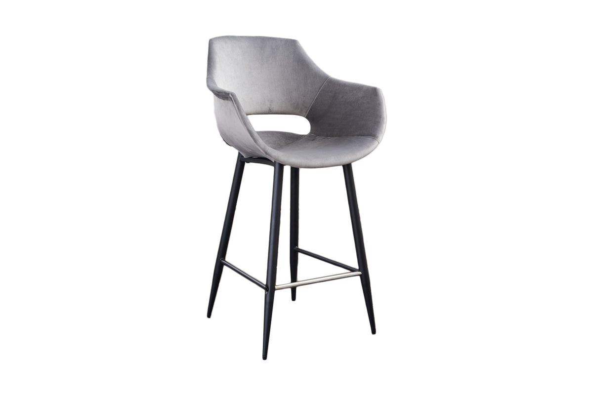 KAWOLA Barhocker ZAJA Barstuhl Sitzhöhe 76 cm Velvet grau