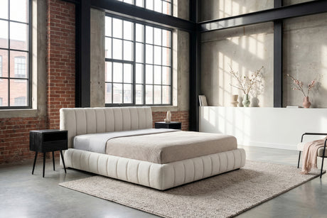 KAWOLA Bett ALIOTTA Polsterbett Stoff cremeweiß, 200 x 160 cm, Mit Lattenrost