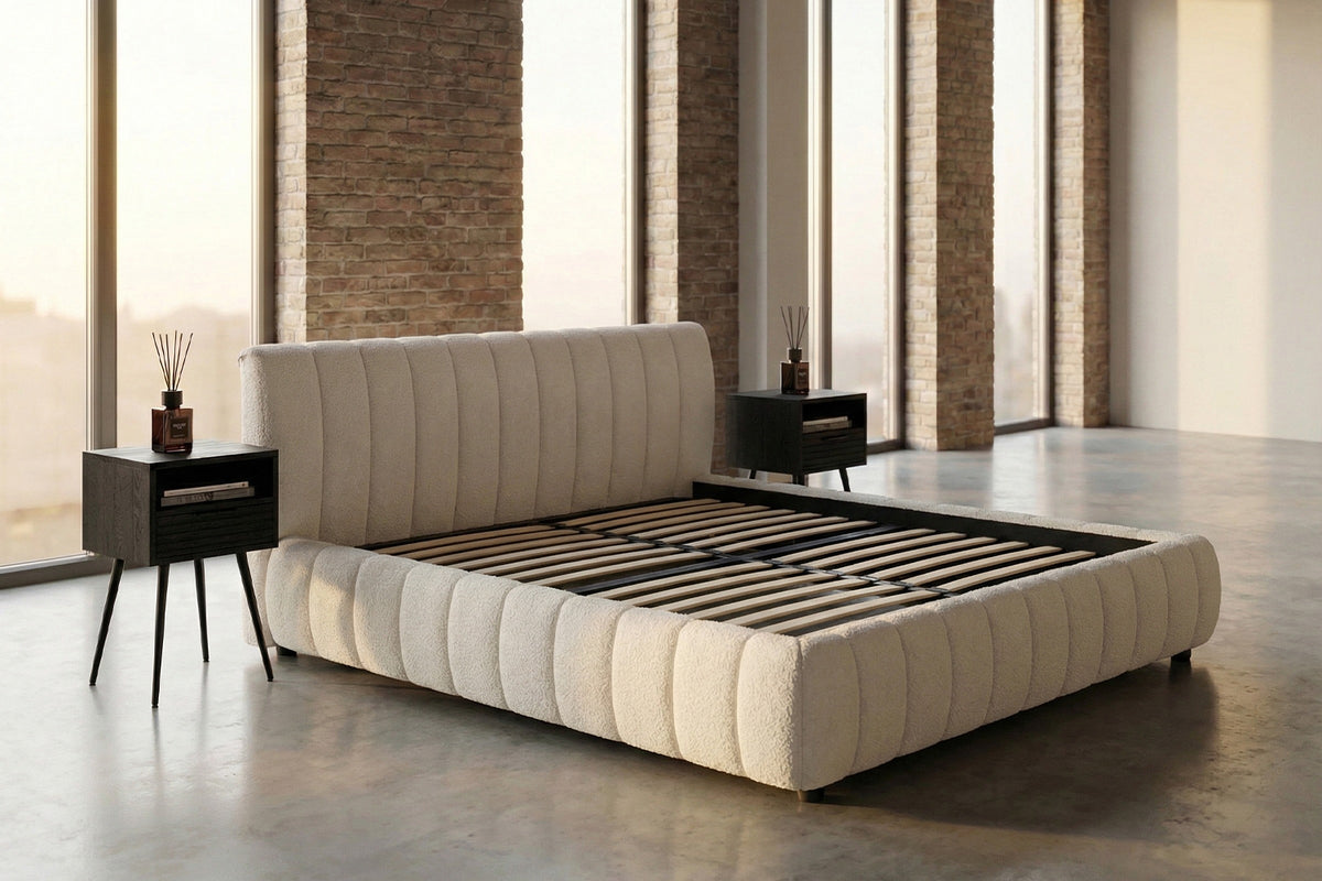 KAWOLA Bett ALIOTTA Polsterbett Stoff cremeweiß