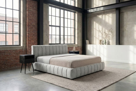 KAWOLA Bett ALIOTTA Polsterbett Stoff grau, 200 x 180 cm, Mit Lattenrost