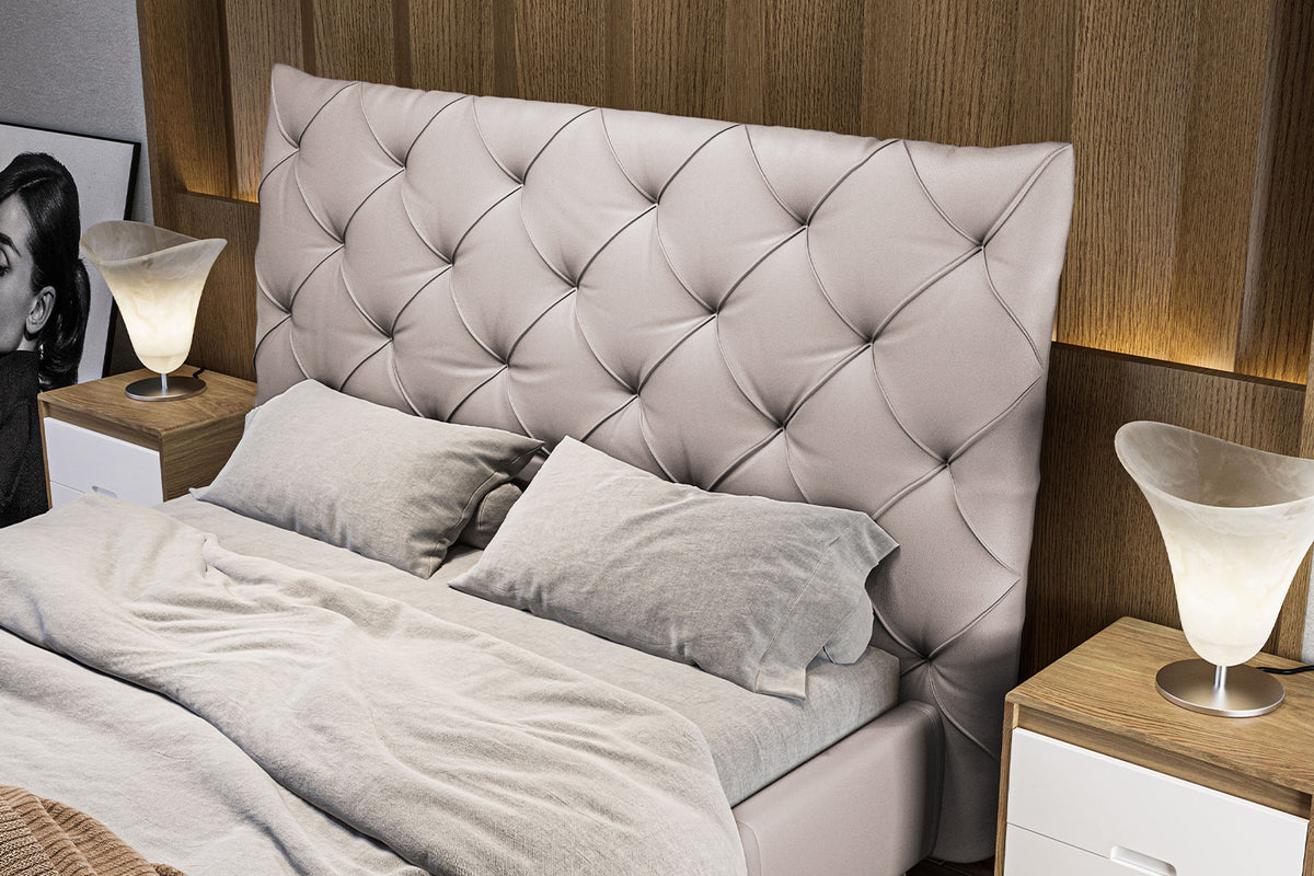 KAWOLA Bett ANNY Polsterbett Leder hellgrau