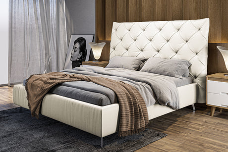 KAWOLA Bett ANNY Polsterbett Leder weiß, 200 x 140 cm, 146