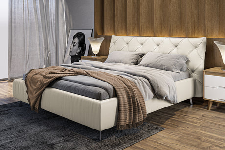 KAWOLA Bett ANNY Polsterbett Leder weiß, 200 x 180 cm, 111
