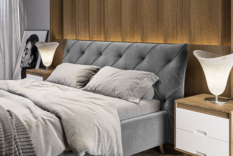 KAWOLA Bett ANNY Polsterbett Velvet grau