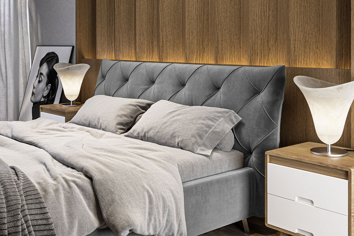 KAWOLA Bett ANNY Polsterbett Velvet grau