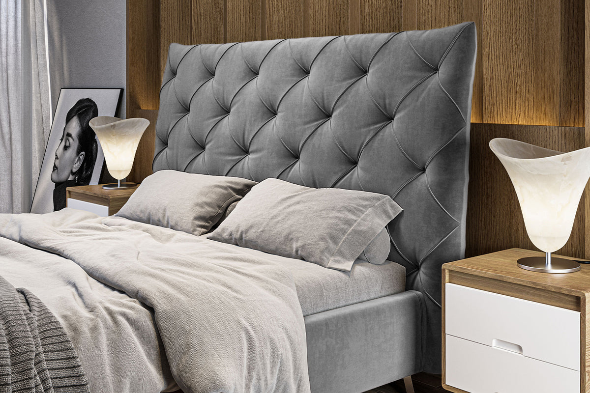 KAWOLA Bett ANNY Polsterbett Velvet grau