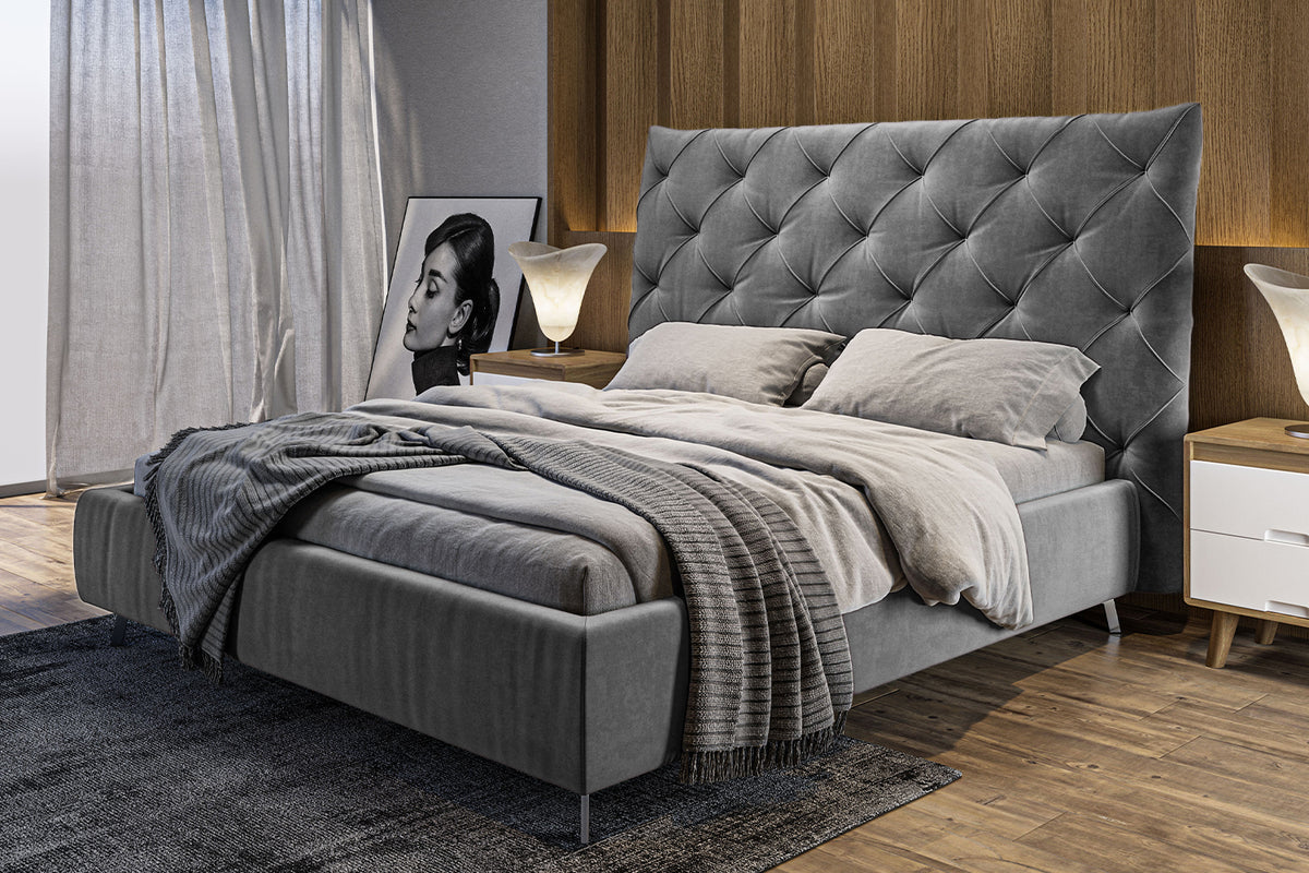 KAWOLA Bett ANNY Polsterbett Velvet grau, 200 x 160 cm, 146