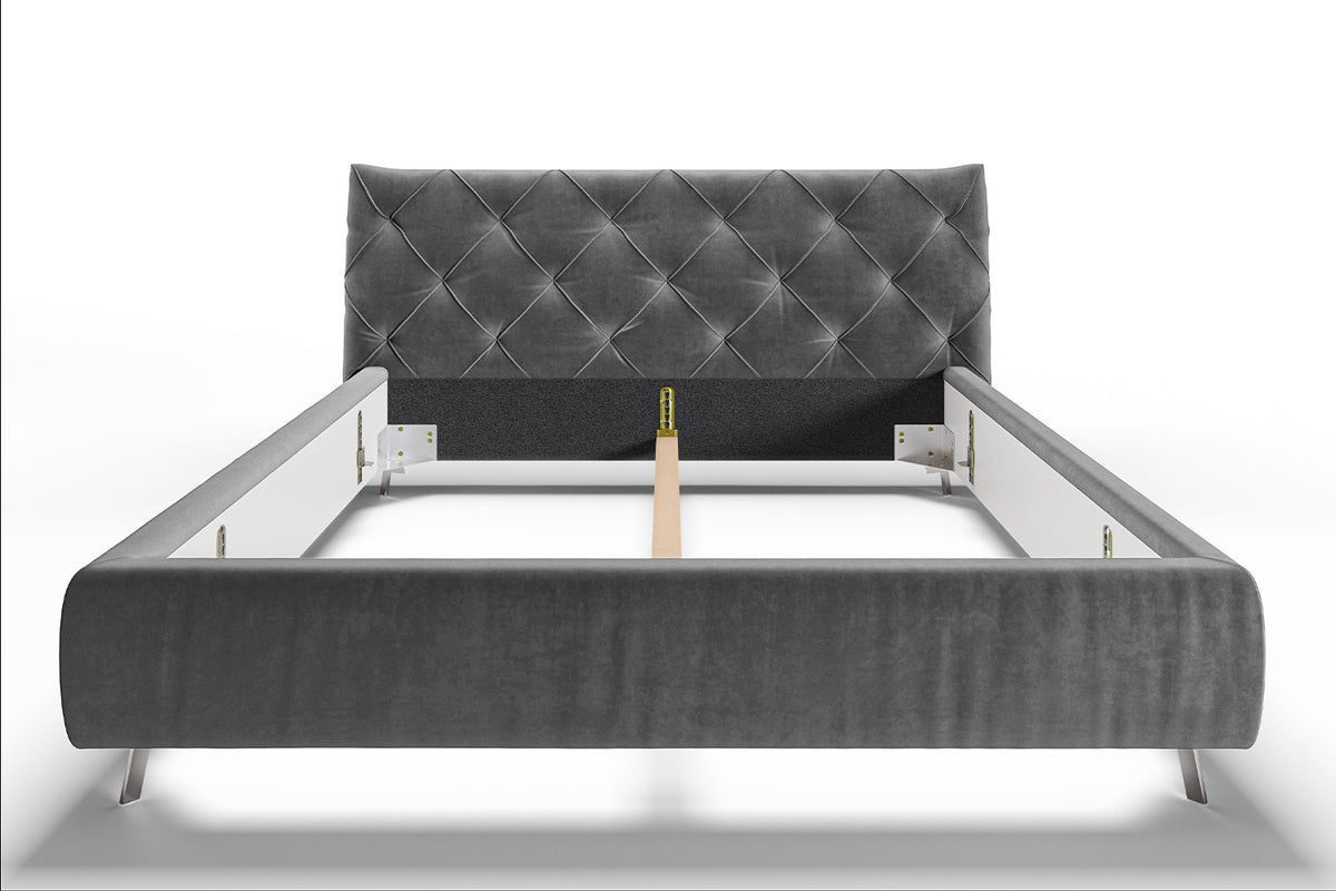 KAWOLA Bett ANNY Polsterbett Velvet grau