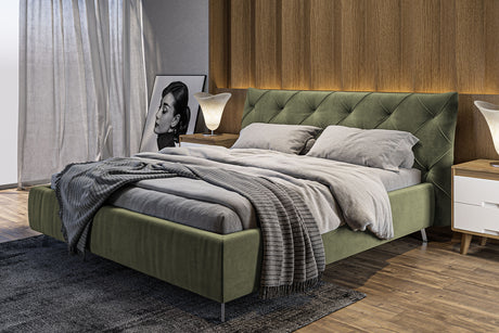 KAWOLA Bett ANNY Polsterbett Velvet olivgrün, 200 x 160 cm, 111