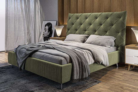 KAWOLA Bett ANNY Polsterbett Velvet olivgrün, 200 x 180 cm, 146