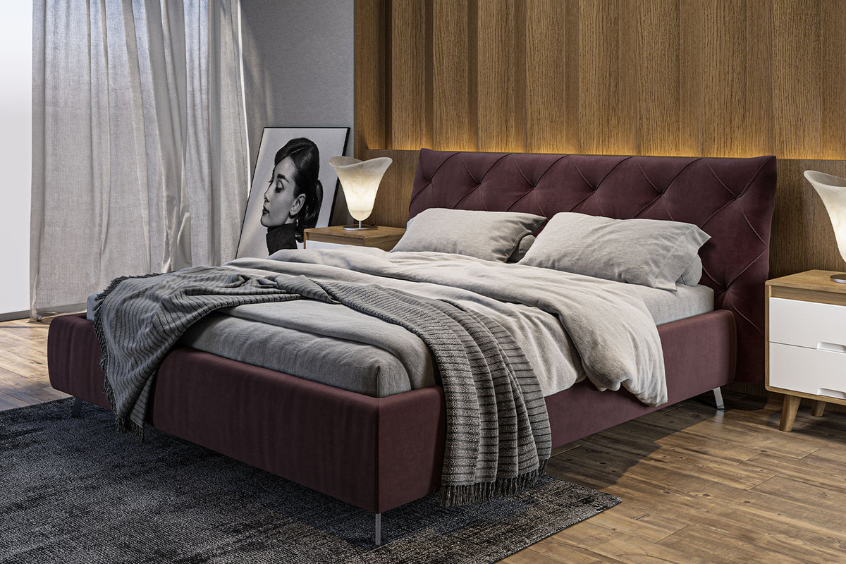 KAWOLA Bett ANNY Polsterbett Velvet purple, 200 x 160 cm, 111
