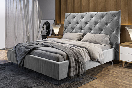 KAWOLA Bett ANNY Polsterbett Velvet silber, 200 x 140 cm, 146