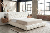 KAWOLA Bett ATTICO Polsterbett Stoff cremeweiß, 200 x 180 cm, Mit Lattenrost