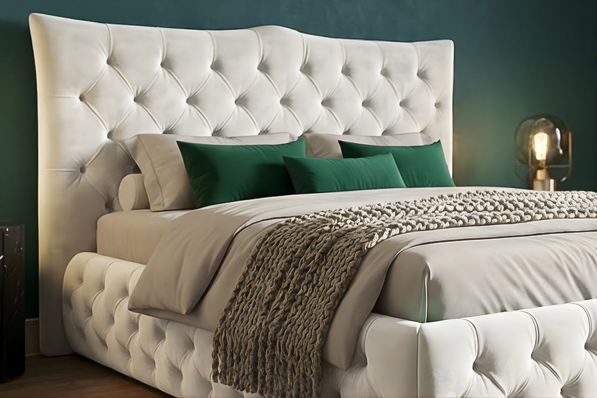 KAWOLA Bett BERTINI Polsterbett Velvet creme mit Lattenrost