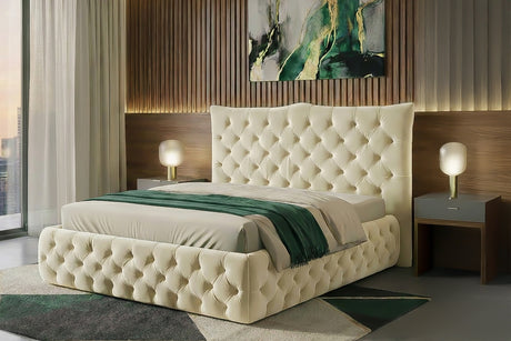 KAWOLA Bett BERTINI Polsterbett Velvet creme mit Lattenrost