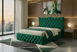 KAWOLA Bett BERTINI Polsterbett Velvet grün mit Lattenrost, 200 x 200 cm