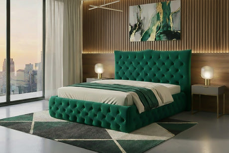 KAWOLA Bett BERTINI Polsterbett Velvet grün mit Lattenrost, 200 x 200 cm