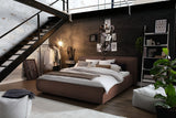 KAWOLA Bett CARLO Polsterbett Stoff braun, 200 x 200 cm