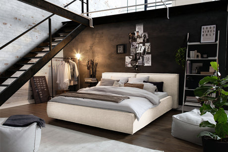 KAWOLA Bett CARLO Polsterbett Stoff cremeweiß, 200 x 160 cm