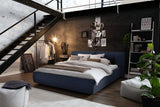 KAWOLA Bett CARLO Polsterbett Stoff dunkelblau, 200 x 200 cm