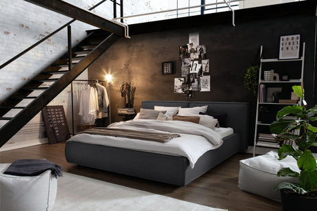 KAWOLA Bett CARLO Polsterbett Stoff dunkelgrau, 200 x 140 cm