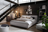 KAWOLA Bett CARLO Polsterbett Stoff grau, 200 x 140 cm