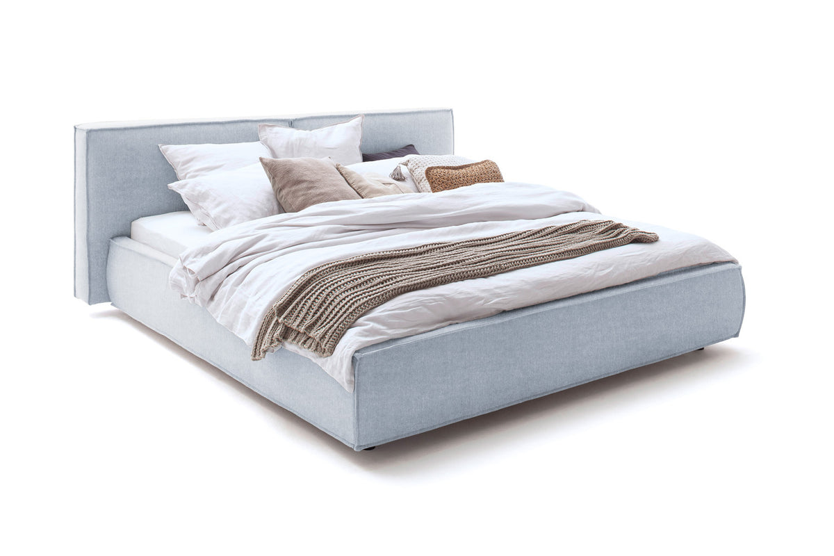 KAWOLA Bett CARLO Polsterbett Stoff hellblau