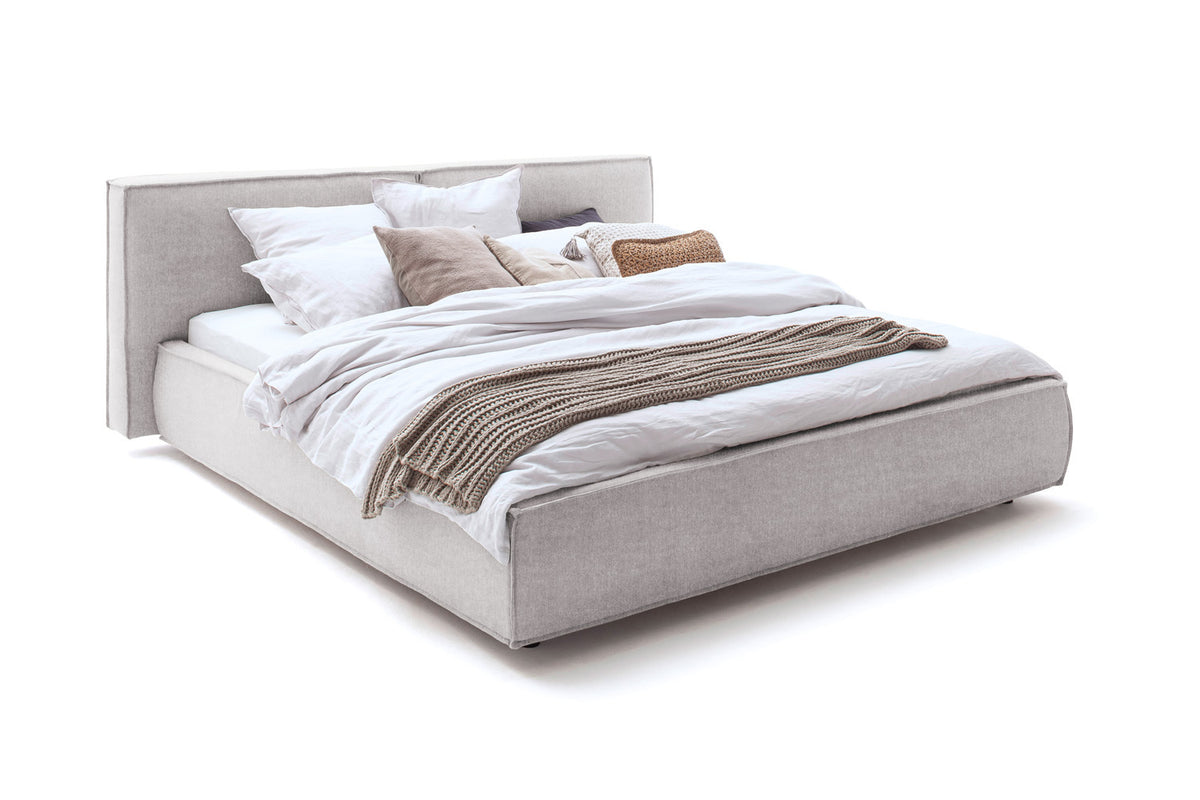 KAWOLA Bett CARLO Polsterbett Stoff hellgrau