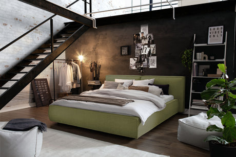 KAWOLA Bett CARLO Polsterbett Stoff olivgrün, 200 x 160 cm