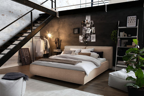 KAWOLA Bett CARLO Polsterbett Stoff steingrau, 200 x 160 cm