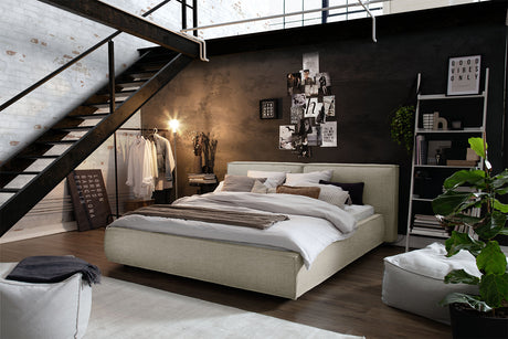 KAWOLA Bett CARLO Polsterbett Stoff taupe, 200 x 160 cm