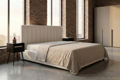 KAWOLA Bett CATTURA Polsterbett Velvet creme, 200 x 200 cm, Ohne Lattenrost
